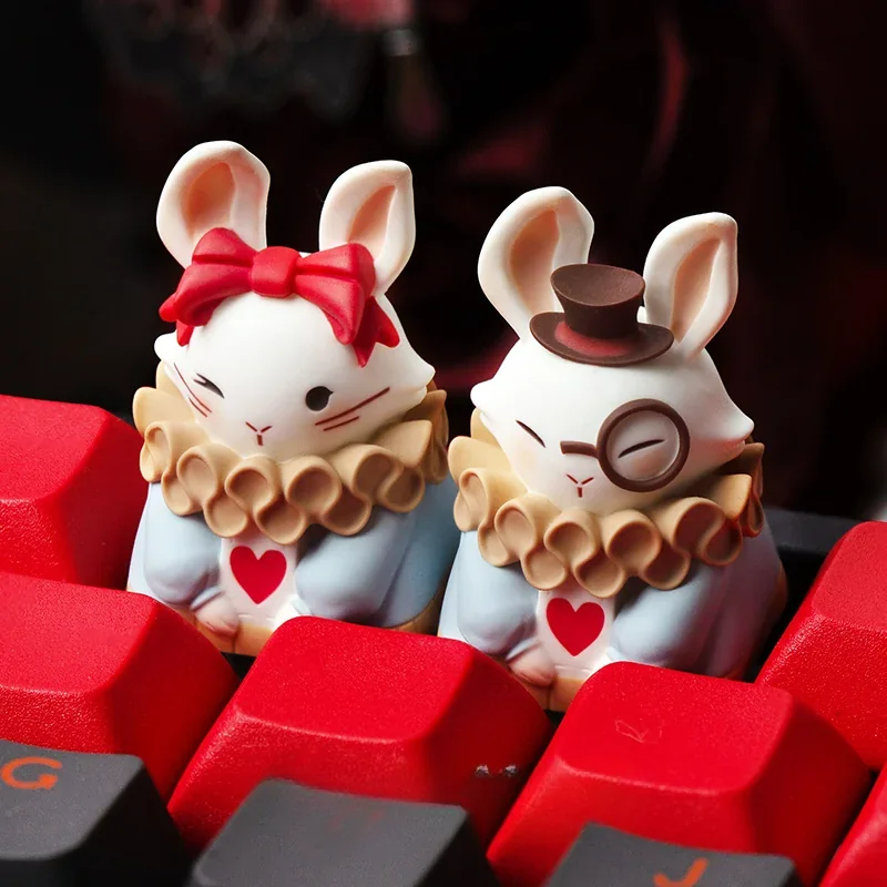Fairy Tales: Alice in Wonderland Rabbit Keycaps for ESC, featuring an enchanting Wonderland fantasy artisan design. This artistic masterpiece brings fairytale magic to your keyboard.