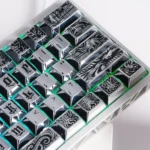A unique angle of Ancient Beast Cherry Keycap Set, revealing its intricate ancient beast design sculpted in premium artisan craft.
