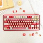 Playful Apple UR82 Tri-mode mechanical keyboard in Apple with smooth Snow Fluff linear switches and vibrant RGB. Cute, compact, ergonomic fun.
