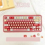 Apple UR82 tri-mode mechanical keyboard in 'Apple' design, showcasing vibrant RGB lighting and ergonomic design for playful productivity.