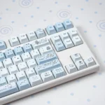 Aqua Diary PBT Cherry keycaps set gallery. Serene watercolor aesthetic: soft aqua, pastel tones. Durable, comfortable, artistic.