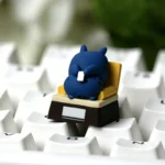 Detailed product gallery of handcrafted resin Artisan Cat Keycaps, showcasing unique whimsical feline work moods from various angles for keyboard customization.