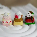 A playful, handcrafted Chocolate Cookie Rabbit Keycap, showcasing its whimsical dessert details and unique texture from a delightful setup.