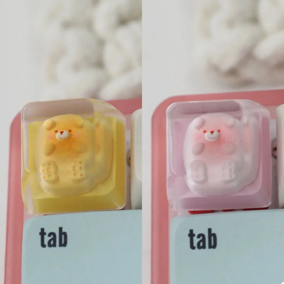 Bear Bread Transparent Keycaps for ESC, a handcrafted and adorable dessert-themed keycap featuring miniature bear pastries.