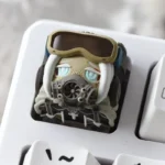 Handcrafted Scavenger Nun Gothic Artisan Resin Keycap, showcasing intricate weathered textures and a somber palette from a unique detailed angle.