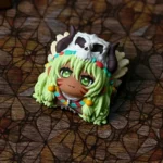 Unique handcrafted Tribal Matata artisan resin ESC keycap, from a new angle, showing vibrant earthy tones, exotic tribal patterns, and intricate resistance design.