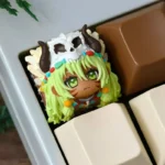 Close-up of a unique handcrafted Tribal Matata artisan resin ESC keycap, revealing vibrant earthy tones, intricate exotic motifs, and exceptional design.