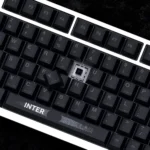 Product image gallery showcasing the Interstellar PBT dye-sub keycaps set from multiple angles, revealing their vibrant cosmic journey theme and durable pbt material.