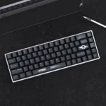 Interstellar PBT Dye-Sub Keycaps Set, Cosmic Journey Set. Durable PBT with vibrant cosmic dye-sub legends from various angles, highlighting futuristic design.