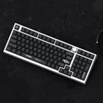 Interstellar PBT Dye-Sub Keycaps Set, Cosmic Journey. Showcasing durable PBT and sharp dye-sub legends across multiple views, reflecting a premium sci-fi design.