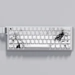 Artistic Asuka Langley Soryu side-lit PBT keycaps set. Iconic design, sleek futuristic anime legends. Detailed view.