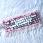 Whimsical Bear Tea Party PBT keycaps set: charming pastel illustrated bears, teacups, and desserts. Durable PBT for a joyful desk setup.