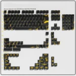 Black Dragon Keycap Set, 155 keys, featuring intricate monochromatic dragon shadows and an advanced skin-friendly tactile finish via 3D printing.