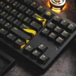 Artistic white Dragon Keycap Set (155 keys) featuring monochromatic dragon shadows and advanced 3D printing with a skin-friendly tactile finish.