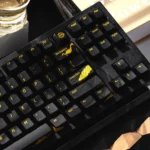 Black Dragon Keycap Set, 155 keys, featuring intricate monochromatic dragon shadows and an advanced skin-friendly tactile finish via 3D printing.