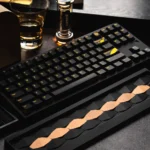 Black Dragon Keycap Set, 155 keys, featuring intricate monochromatic dragon shadows and an advanced skin-friendly tactile finish via 3D printing.