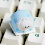 Blanket Rabbit Handcrafted Resin Artisan Keycap gallery showcasing intricate seasonal details and the unique rabbit character from multiple artistic angles.