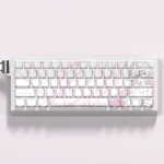 Exclusive Blue Archive Takanashi Hoshino PBT keycaps set, featuring artistic anime character art in soft hues for a unique gaming keyboard.