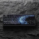 Stunning Ethereal Blue Galaxy PBT Keycaps set, showcasing the mesmerizing cosmic gradient design for a unique keyboard aesthetic.