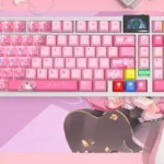 Vibrant Bocchi the Rock! Hitori Gotoh PBT keycaps set, showcasing playful anime art and musical themes. These exclusive Bocchi keycaps bring iconic design.