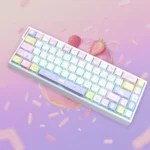 Adorable Rabbit Sweetheart Side-Printed Backlit PBT Keycaps gallery, showcasing whimsical pastel rabbit motifs and luminous legends from various angles/