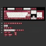 Views of the Burgundy PBT keycap set, highlighting its premium PBT texture, elegant deep burgundy color, and ergonomic comfort for a sophisticated design.
