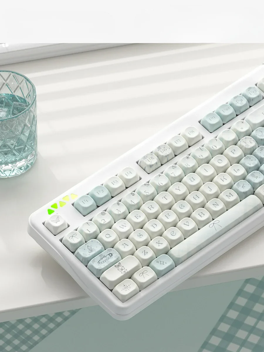 Exquisite Butterfly Hand-Tie artisan keycap set in rare MOA profile, showcasing intricate details and a delicate nature-inspired motif from multiple artistic angle.