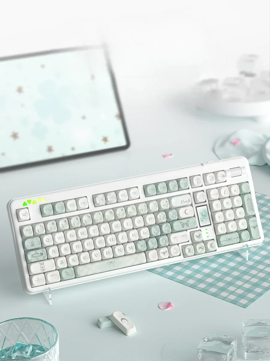 Detailed views of the exquisite Butterfly Hand-Tie artisan keycap set, MOA profile, showcasing its delicate nature-inspired design and intricate artisanal craftsmanship.