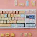 Detailed shot of an adorable Candy Puppy PBT Dye-sub Keycap Set, highlighting its whimsical pastel candy-themed design and playful charm for a unique keyboard.