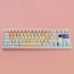 Adorable Candy Puppy PBT Dye-sub Keycap Set, a close-up revealing the sweet pastel candy-themed puppies and whimsical charm from a different perspective view.