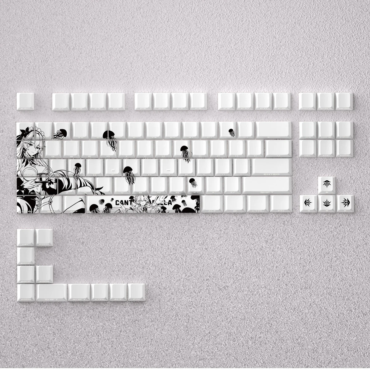 Cherry Cantarella PBT Keycap Set, dye-sublimated Cherry profile, showcasing premium PBT for clean lines, durable legends, and subtle sophistication.