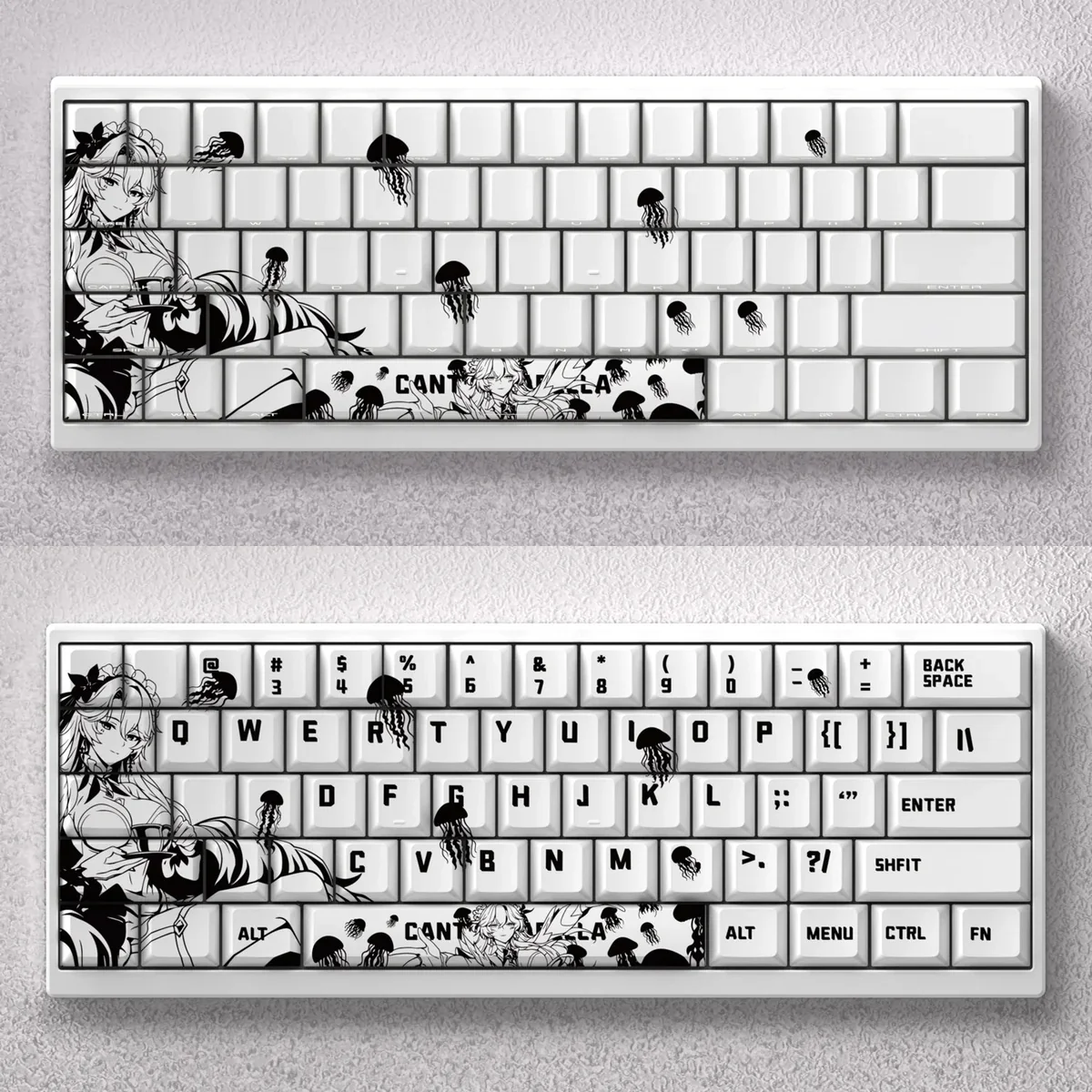 Cantarella PBT Keycap Set, a premium dye-sublimated Cherry profile, displaying crisp, durable legends, versatile layout, and backlight readiness.