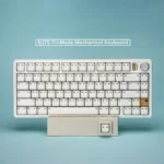 Charming BJ75 Cat Ear Mechanical Keyboard in sleek, showcasing adorable cat ears, vibrant RGB lighting, and its premium triple-mode connectivity.