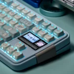 Playful Cat Paradise MAO PBT translucent keycap set from multiple angles, showcasing charming cat motifs and unique translucent cat ears with vibrant design.