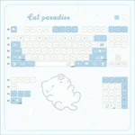 Playful Cat Paradise MAO PBT keycap set featuring charming translucent cat ears, adding a unique and vibrant touch to any keyboard.