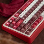 Close-up of Tipsy Cat PBT Keycaps Set, highlighting adorable dye-sub cat designs in soft pastels, evoking whimsical comfort for an artistic keyboard.