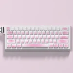 Whimsical cat theme PBT keycaps set, captured from various angles, highlight playful feline illustrations and durable side-translucent legends for mechanical keyboard.