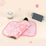 Charming Cherry Blossom Cat Desk Mat & Mouse Pad, featuring its soft pink aesthetic, delicate flowers, and playful cats, emphasizing comfort.