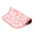 Charming Cherry Blossom Cat Desk Mat & Mouse Pad showcasing its delicate pink blossoms and adorable feline design. This aesthetic accessory provides delightful design.