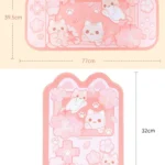 Charming Cherry Blossom Cat Desk Mat & Mouse Pad: A playful cat amidst delicate pink blossoms on a soft pastel background, highlighting aesthetic comfort design.