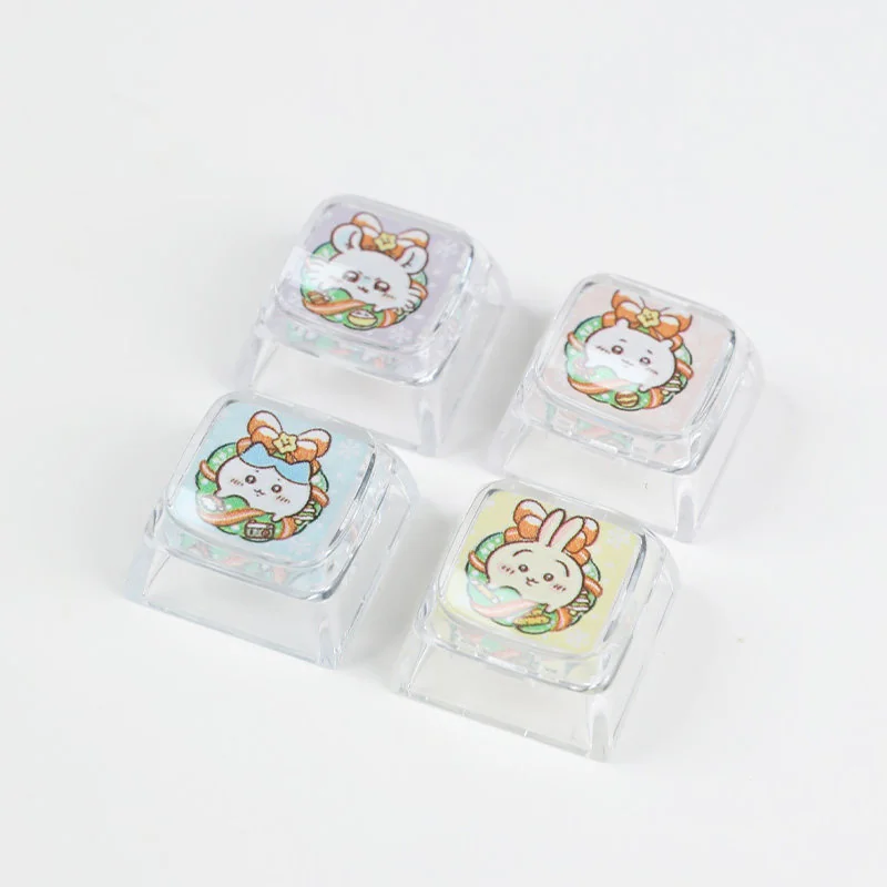 Adorable Chiikawa Christmas artisan keycaps featuring whimsical characters in festive designs, adding joyful charm to any keyboard.
