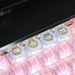 Adorable Chiikawa Christmas artisan keycaps for mechanical keyboards, showcasing whimsical characters in festive holiday designs from various playful design.