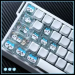 Adorable Chiikawa Hachiware MAO PC keycaps set. Charming Hachiware character and whimsical hearts offer playful keyboard personalization.