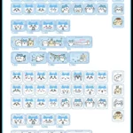 Charming Chiikawa Hachiware keycaps set for a playful keyboard, showcasing the adorable character, whimsical hearts, and a translucent PC design.