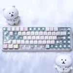 Charming Chiikawa Joke Bear PBT keycap set, featuring playful side-printed legends and backlit compatibility, perfect for a unique keyboard aesthetic.