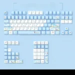 Dreamy Cinnamoroll PBT keycaps set featuring cute, translucent side-printed legends, adding a playful glow to your keyboard.