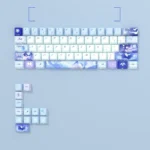 Elegant Columbina Genshin Impact PBT keycaps set with subtle side-lit legends, showcasing enigmatic character art from a unique angle. This exclusive setup.