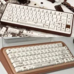 Cozy Chocolate PBT Keycaps Set showcasing a playful, unique crisp design. Premium PBT in warm hues, resembling a delightful dessert.
