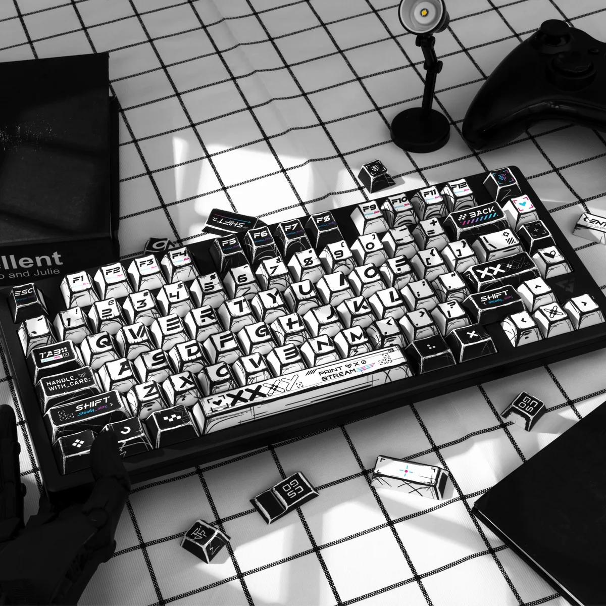 Unleash your gaming spirit with a vibrant gallery of CSGO Printstream keycaps set, showcasing exclusive comic art and graffiti designs from multiple playful design.