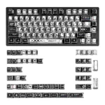 White CSGO Printstream keycaps set featuring dynamic comic book art design, a 135-key set for avid gamers.